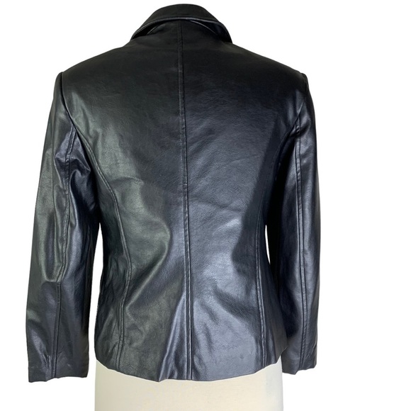 Conrad C Women’s Black Faux Leather Lined Full Zipper Jacket Size 4 Petite NEW - Picture 2 of 7